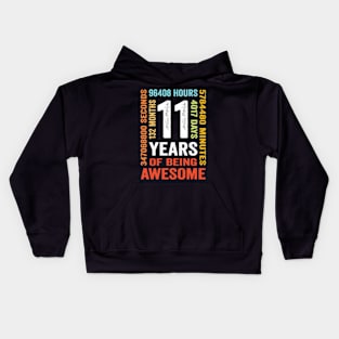 11 Years 132 Months Of Being Awesome 11th Birthday Kids Hoodie